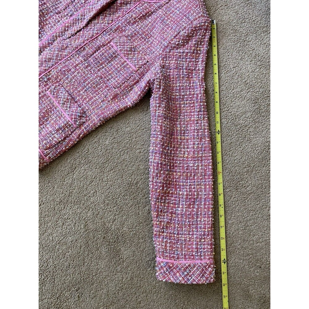 SILKLAND Pink Tweed Bouclé 2-Piece Skirt Suit Set – 70% Silk Coquette Size 12 - Picture 8 of 16